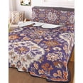 thumbnail image 1 of Purple Boho Queen Size Down Alternative Comforter, Lightweight Comforter Quilt Bedding Set with Pillow Shams Country Retro Tribal Southwest Pattern All Seasons Bed Comforter Duvet Insert 90"x96", 1 of 7