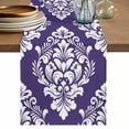 thumbnail image 1 of Purple Boho Table Runner 90 Inches, Vintage Classic Bohemia Flower Textured Bed Runner Dresser Scarves Tabletop for Indoor Outdoor Parties/Ceremony/Banquet, 13" x 90", 1 of 9