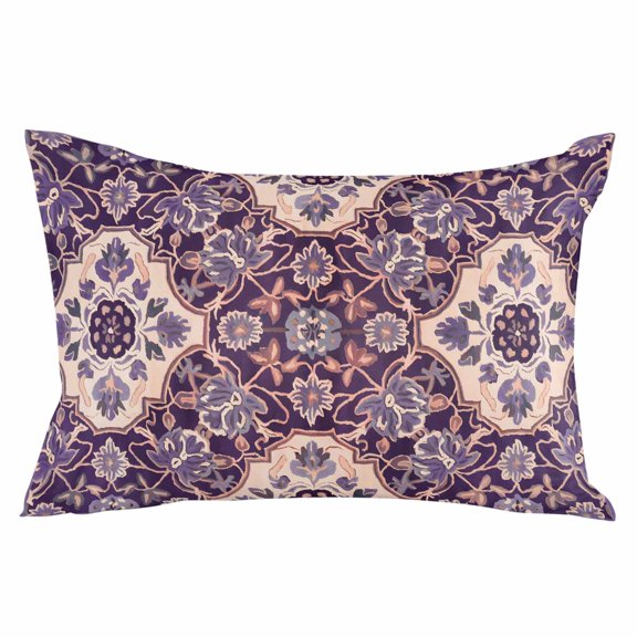 Purple Boho Throw Pillow Cover 12 x 20 Inch Decorative Pillow Cover Farmhouse Ethnic Abstract Floral Pattern Lumbar Pillowcase Seasonal Rectangle Cushion Case for Couch Sofa Bed Living Room