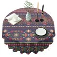 thumbnail image 1 of Purple Boho Tribal Floral and Mandalas Pattern Round Tablecloth 60"x60",Wrinkle Wipeable Table Cloth for Kitchen Dining Room Picnic Patio Party, 1 of 6