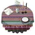 thumbnail image 1 of Purple Boho Tribal Stripes and Hearts Pattern Round Tablecloth 60"x60",Wrinkle Wipeable Table Cloth for Kitchen Dining Room Picnic Patio Party, 1 of 6