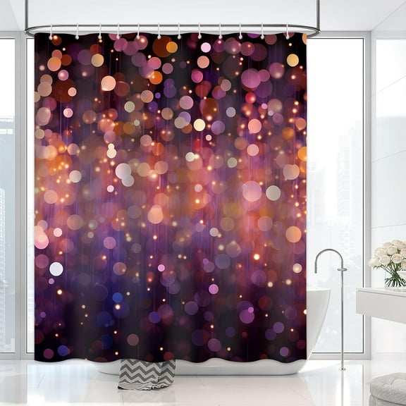 Purple Bokeh Shower Curtain for Bathroom, Purple Glitter Sparkle Shiny Birthday Shower Curtain Set Waterproof Fabric Bathtub Curtain Decor with 12 Hooks, 72x72 inches