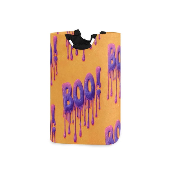 Purple Boo with Slime Halloween Laundry Basket with Handles Foldable Laundry Hamper Freestanding Washing Bin 50L