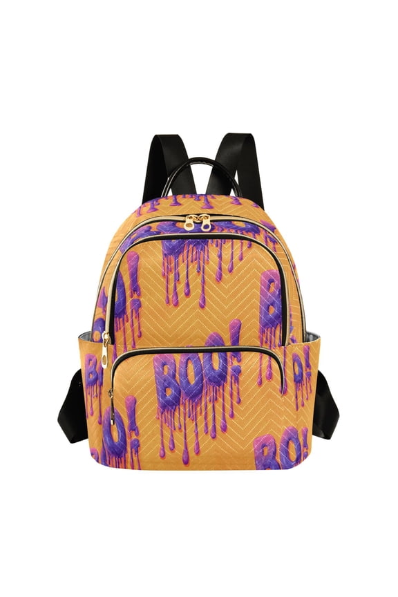Purple Boo with Slime Halloween Quilted Backpack Fashion Daypack Commuter Bag for Women 8.5 L