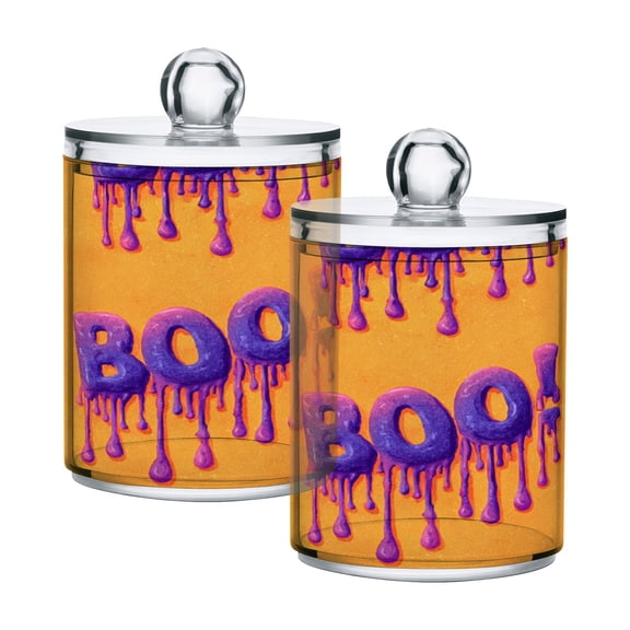 Purple Boo with Slime Halloween Translucent Plastic Cans Storage Canisters with Lid Set of 2