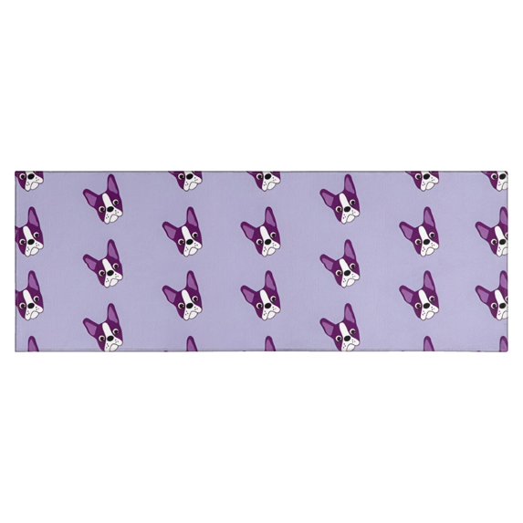Purple Boston Terrier Puppy Kitchen Rug Mat,Kitchen Runner Rugs Non Skid Washable,Decorative Kitchen Floor Mats for Kitchen,Sink,Laundry,17"X47"