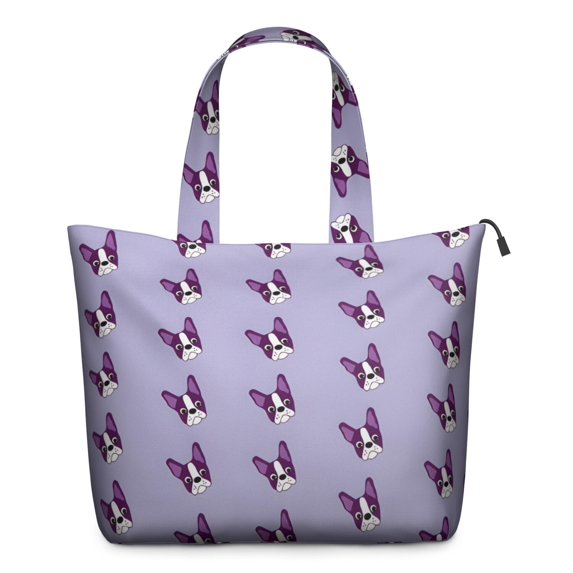 Purple Boston Terrier Puppy Travel Tote Bags for Women Carry On,Large Weekender Bags for Women Travel,Multi Functional Duffle Bag for Work,Shopping,Sports