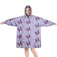 thumbnail image 1 of Purple Boston Terrier Puppy Wearable Oversized Blanket,Wearable Blanket Hoodie for Adults,Cozy Hooded Blankets with Super Pockets,Super Warm Fuzzy Pullover for Women & Men, 1 of 6