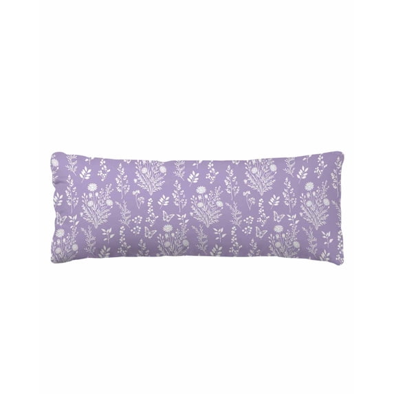 Purple Botanical Body Pillow Cover 20 x 60 Inch Decorative Pillow Cover Spring Summer Chic Wildflowers Lumbar Pillowcase Seasonal Rectangle Cushion Case for Couch Sofa Bed Living Room