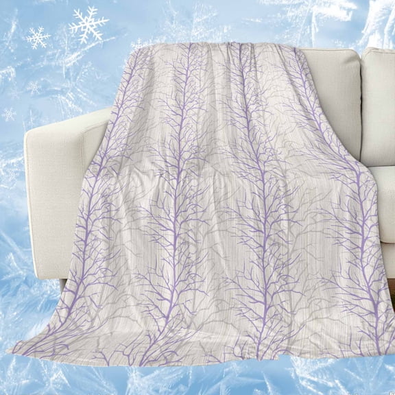 Purple Botanical Cooling Blanket, Lightweight Breathable Summer Throw Blanket with Double Sided Cold Effect, Farmhouse Spring Summer Branch Picnic Beach Blankets Bed Sheet for Hot Sleepers 30"x40"