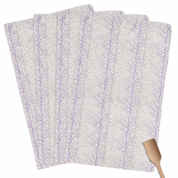 Purple Botanical Kitchen Towel Dish Cloths Set of 4, Microfiber Soft Kitchen Hand Towels, Farmhouse Spring Summer Branch Absorbent Quick Drying Dishcloths 18 x 28 Inches