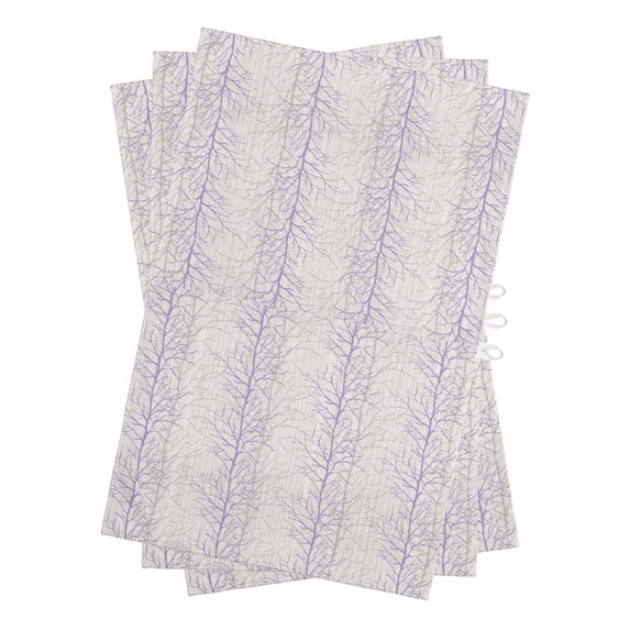 Purple Botanical Kitchen Towels Set of 3, Water Absorbent Dish Towel, Farmhouse Spring Summer Branch Decorative Hand Towels - Quick Drying Cloth for Cooking Baking, 18x28 Inch