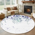 thumbnail image 1 of Purple Botanical Large Round Rug 8 FT, Non Slip Living Room Area Carpet, Spring Weeping Eucalyptus Leaves Washable Soft Circle Rug Non-Shedding Floor Carpet for Bedroom Office Dining Room, 1 of 9