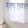 thumbnail image 1 of Purple Botanical Semi Sheer Curtains 45 Inch Length 2 Panels Set, Spring Weeping Eucalyptus Leaves Sheer Kitchen Curtain Privacy Voile Window Curtain for Living Room Bedroom Rod Pocket Drapes, 1 of 7