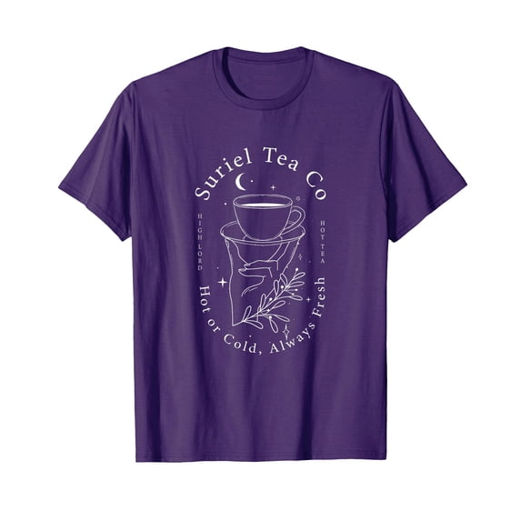 Purple Botanical Tea Cup T-Shirt - Stylish Design for Tea Lovers