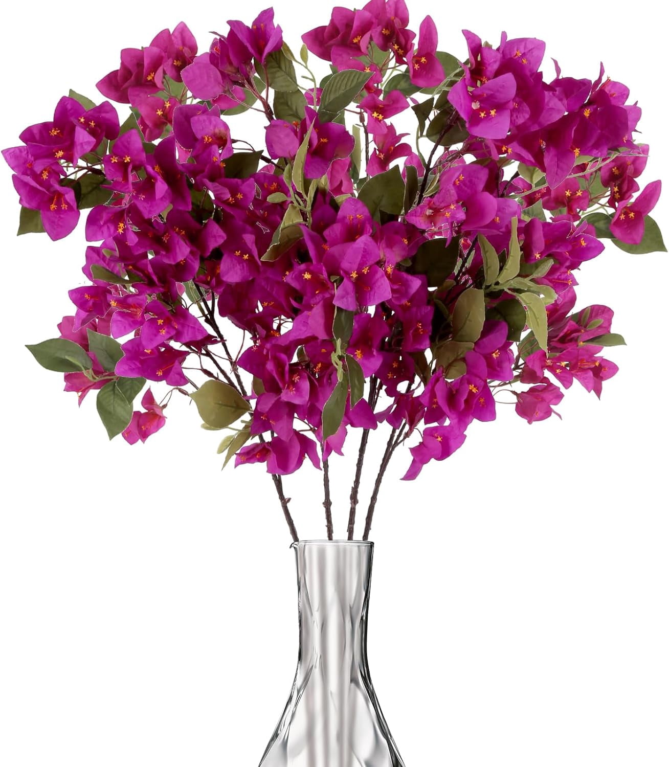 Artificial Bougainvillea Branches - 5 Pack 38.6 Inch Silk Flowers, Realistic Purple Rose Red Stems For Home Decor