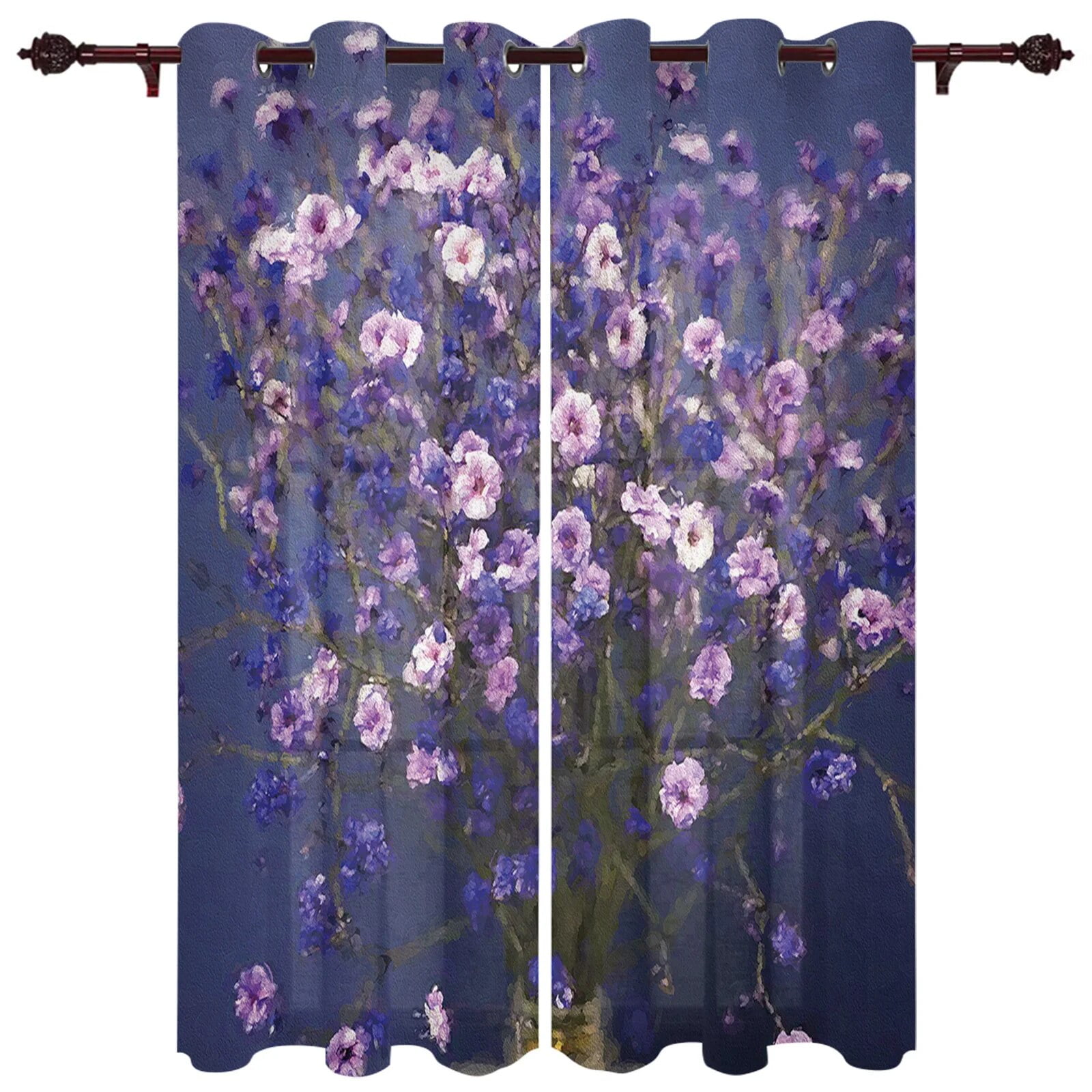 Purple Bouquet Romantic Modern Living Room Curtains Polyester Used In ...