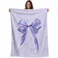 thumbnail image 1 of Purple Bow Blanket Soft Cozy Warm Throw Blanket for Couch, Plush Fuzzy Flannel Fleece Blankets for Sofa, Cute Bowknot Simple Pure Color Bed Blankets Lightweight Gifts for Women, 50"x80", 1 of 9