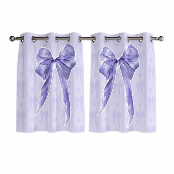 Purple Bow Kitchen Curtains Window Panels, Cute Bowknot Simple Pure Color Insulated Window Treatment Curtain, Grommet Curtains for Bedroom/Living Room/Bathroom, 2 Piece 42"Wx54"L