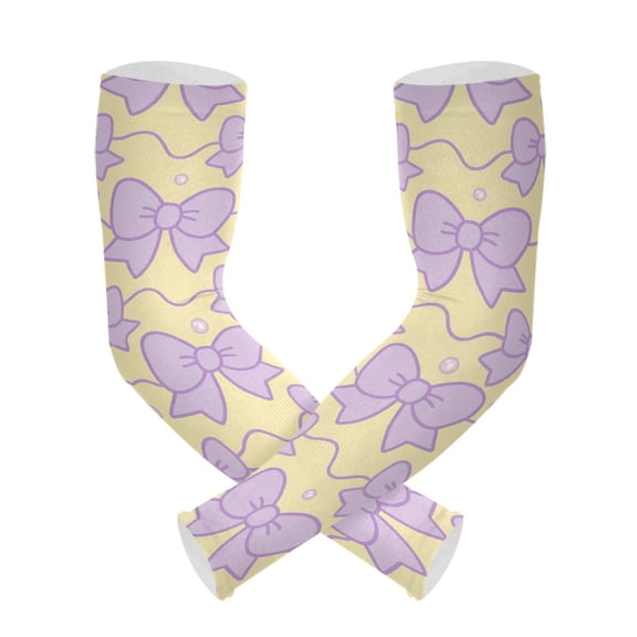 Purple Bow Pattern UV Protection Cooling Arm Sleeves, Compression Sun Sleeves for Men Women Sports