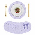 thumbnail image 1 of Purple Bow Round 15 Inch Placemats Set of 8, Cute Bowknot Simple Pure Color HeatResistant Non Slip Place Mats for Dining Table, Wipeable Braided Kitchen Table Mats for Housewarming, 1 of 9