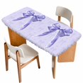 thumbnail image 1 of Purple Bow Table Cloths for 4 Foot Rectangle Tables, Cute Bowknot Simple Pure Color Patio Waterproof Elastic Fitted Tablecloths, Washable Rectangular Table Cover for Camping, 1 of 8