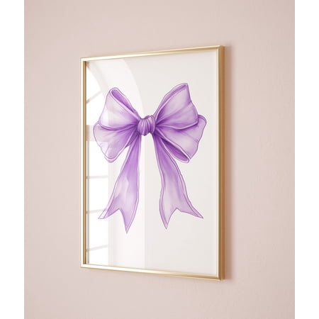 Purple Bow Teenage Girl Posters, Lilac Coquette Room Decor Aesthetic Poster Trendy Apartment, Nursery Wall Art Preppy Girly Ribbon Home Decor, 16x24 UNFRAMED