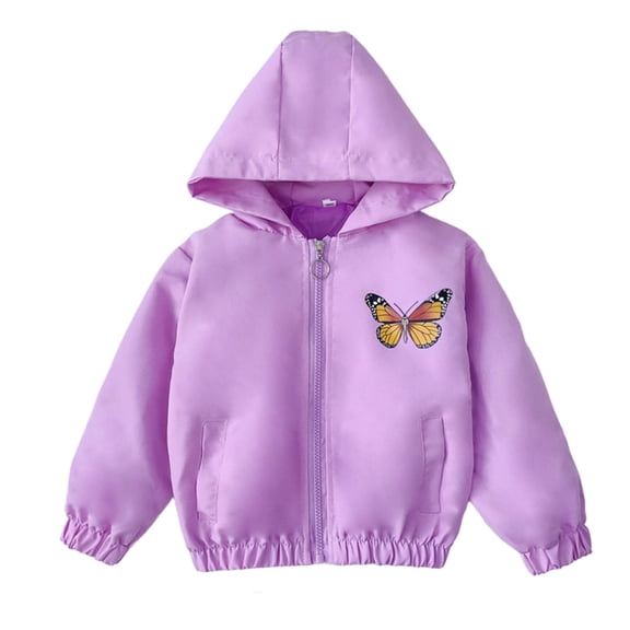 Purple Boy Girl Children Boy Girl Brunch Jackets Outfits for Child Long Sleeve Butterfly Print Sequin Bling Glitter Winter Fall Coat 2025 Soft Comfy Clothes Fashion Y2K 1 Year