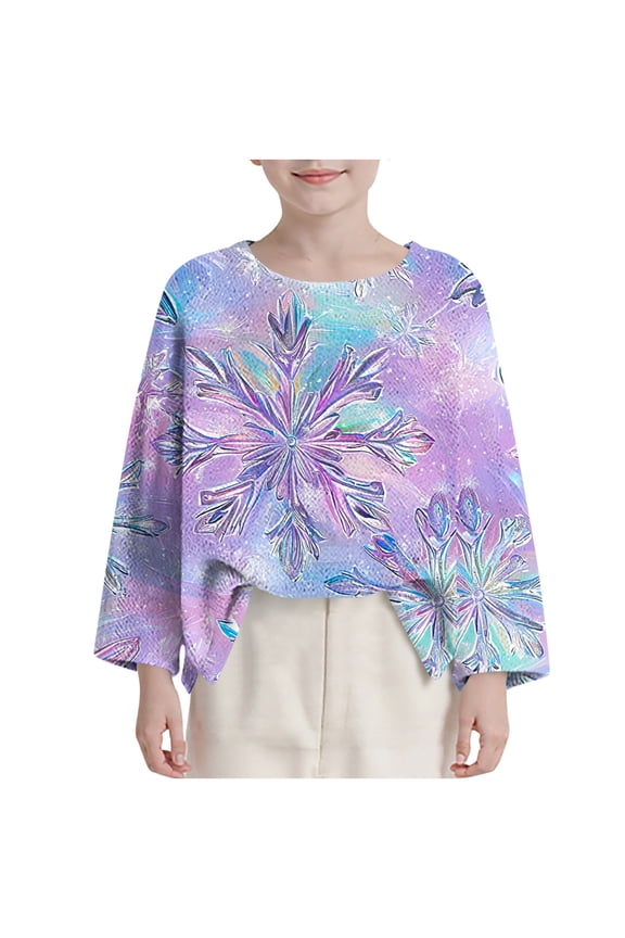 Purple Boy Girl Children Boy Girl Crewneck Happy Festival Christmas Casual Outfits Sweatshirt for Kid Long Sleeve Print Loose Fit Crochet Knit Winter Fall Outfit 2025 Clothes 10 Years