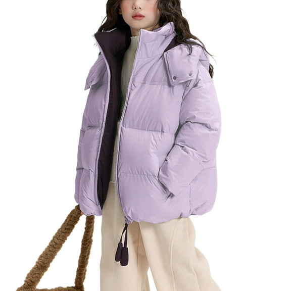 Purple Boy Girl Kids Girl Boy Brunch Down Jackets Hoods Coats for Kid Long Sleeve Thermal Thick Hooded Plain Winter Fall 2025 Clothing Country Concert Y2K 10 Yearears