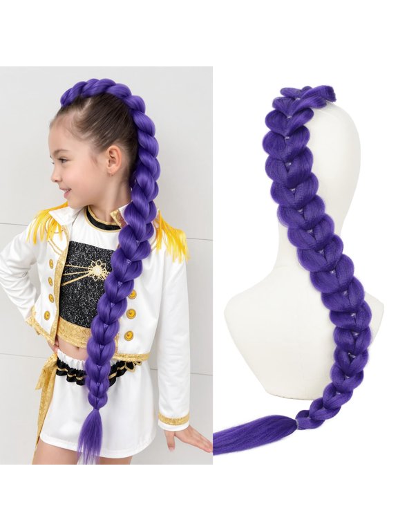 Purple Braiding Hair Ponytail Extensions 30 Inch Costume Cosplay Halloween