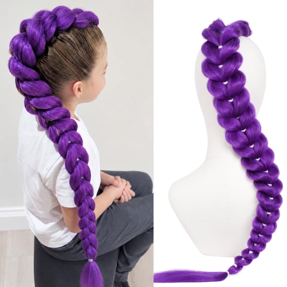 Purple Braiding Hair Ponytail Extensions 30 Inch Costume Cosplay Halloween