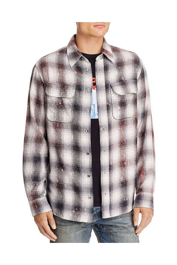 BLEACH Plaid Regular Fit Flannel Shirt, US Medium