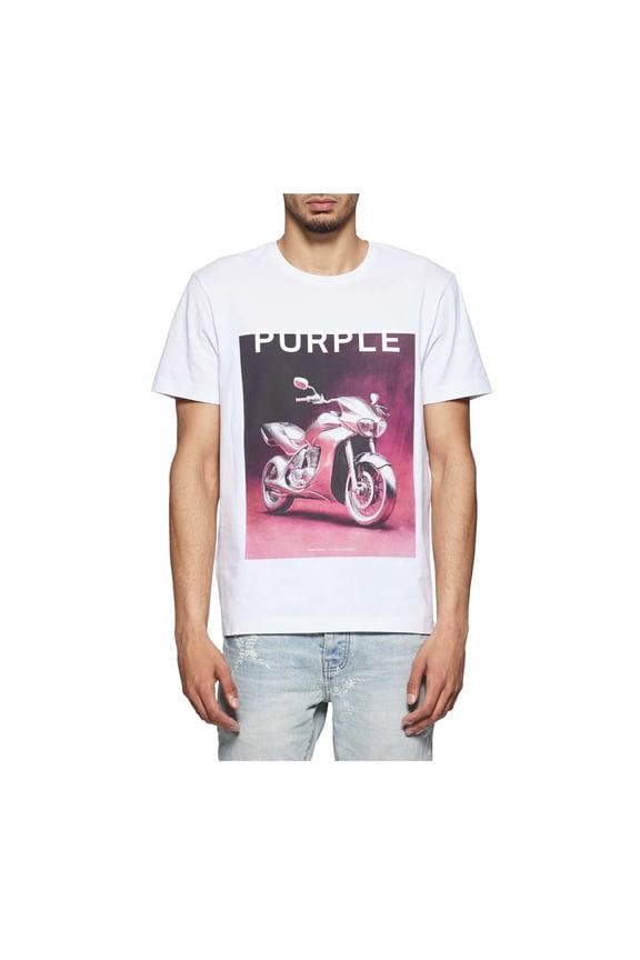 Men Clean Motorcycle Jersey Crewneck Tee (White)