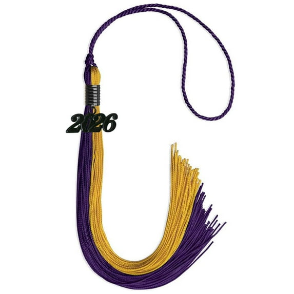 Endea Graduation Purple/Bright Gold Graduation Tassel with Black Date Drop