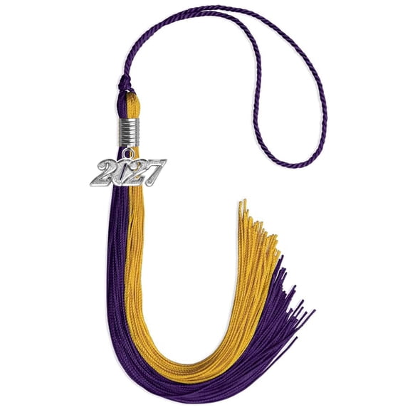 Endea Graduation Purple/Bright Gold Graduation Tassel with Silver Date Drop