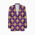 thumbnail image 1 of Purple Bright Mardi Gras - Fleur de lis Mens Suits Shawl Collar Slim Fit Suit Mens Groom Jacket Tuxedos for Wedding Dress Evening, 1 of 5
