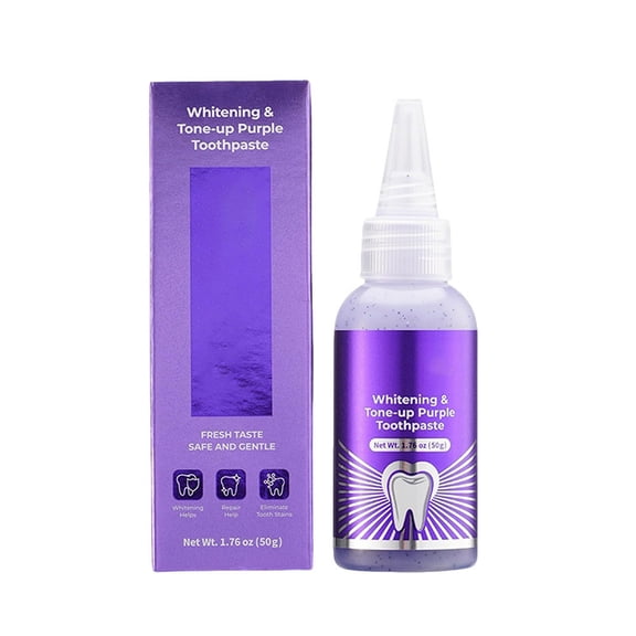 Purple Brightening Toothpaste for Stain Removal - Tone-Up Toothpaste for Teeth Brightening - Daily Oral Care with Gentle Enamel Safe Formula - Neutralizes Yellow Tones for Brighter Smile