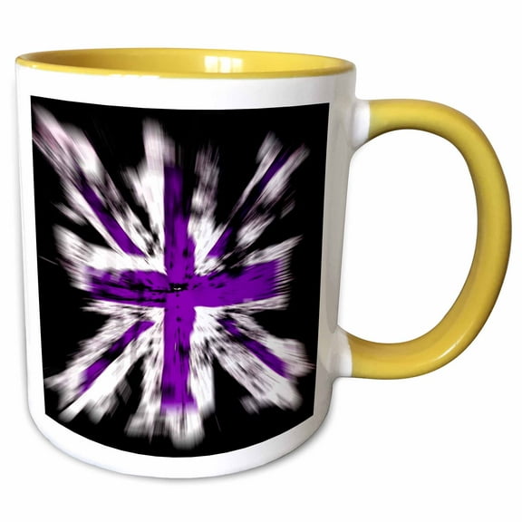 3drose, Purple British Explosive Flag, 11oz Two-tone Yellow Mug