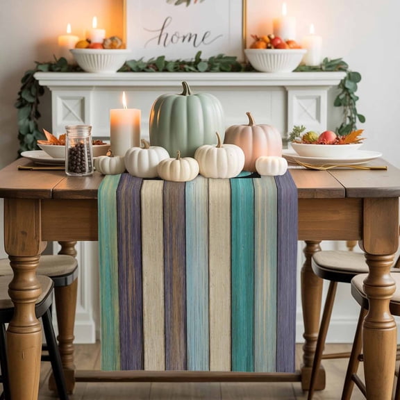 Purple Brown Cotton Linen Table Runner, Washable Table Runners for Kitchen, Dining Room, Holiday, Home Party Table Decor, 13x120 Inches