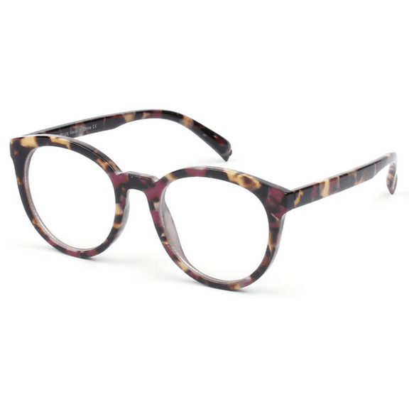 Purple-Brown Leopard Print Cat-Eye Frame Clear Lens Eyeglasses, Stylish Fashion Optical Glasses for Daily & Office Use