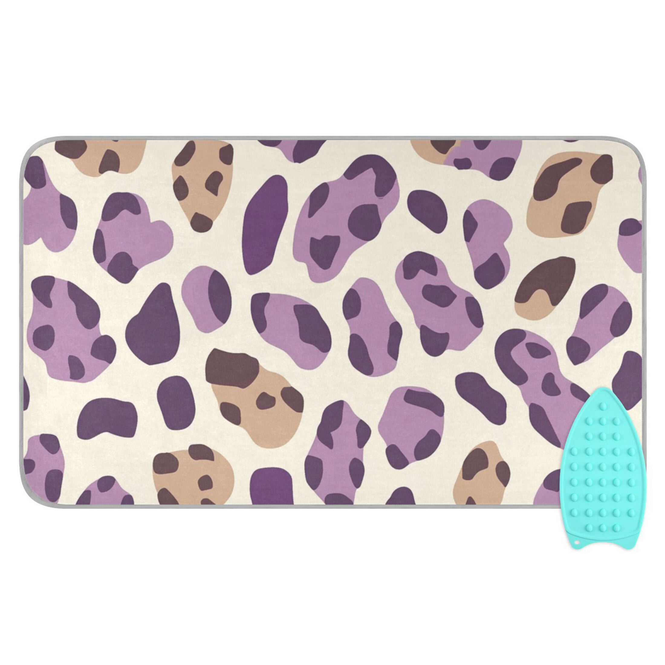 Purple Brown Leopard Skin Print Ironing Mat Blanket Portable Travel Ironing Pad Heat Resistant Pad 47.2" x 27.6”