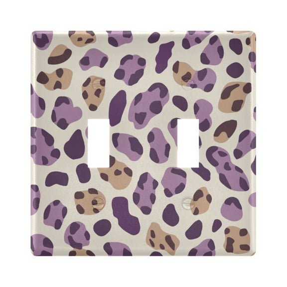 Purple Brown Leopard Skin Print Light Switch Cover Electrical Outlet Cover Replaceable Wall Plates 2-Gang