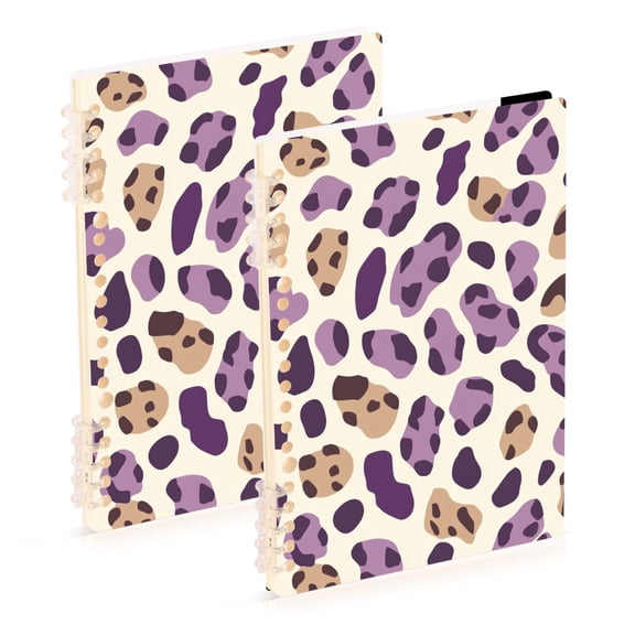Purple Brown Leopard Skin Print Notebook Detachable Coil Notebook Diary Plan Book A5 Size 60 Pages 1 Pack