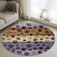 thumbnail image 1 of Purple Brown Round Rug 3ft Washable Circle Entryway Rugs Non Slip Rustic Farmhouse Dog Paw Vintage Area Rug Indoor Floor Carpet for Bedroom Kitchen Living Room Home Office Dining Room Nursery, 1 of 8