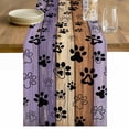 thumbnail image 1 of Purple Brown Table Runner - 48 Inch Long Rustic Farmhouse Dog Paw Vintage Cotton and Linen Blended Dress Scarves Farmhouse Table Runner for Kitchen Dining, Coffee Table, 13" x 48", 1 of 8