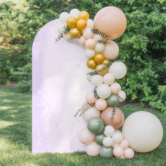 Purple Bubbles Arch Backdrop Cover 5 FT, Watercolor Gradient Purple Bubbles Wedding Arch Cover Stretchy Backdrop Stands Covers for Birthday Party Ceremony Banquet Decor