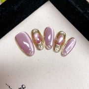 Purple Buccellati Pure Handmade Wearing Nail Art Gentle Wind Nail Art Autumn and Winter Spar Cats Eye Medium and Long Removable Nail Art