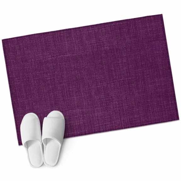 Purple Burlap Texture Bathroom Mat 2x3 FT, Non Slip Small Kitchen Mat, Farmhouse Vintage Purple Washable Soft Backed Front Door Throw Rug Non-Shedding Indoor Outdoor Doormat for Entryway Sink