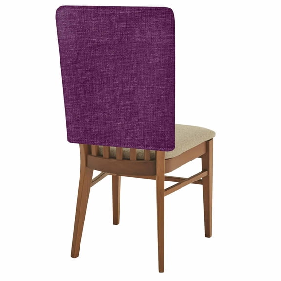 Purple Burlap Texture Chair Back Covers, Dining Room Back Chair Covers Set of 4, Farmhouse Vintage Purple Removable Slipcovers Seat Protector for Kitchen Wedding Party Hotel 19"x20"